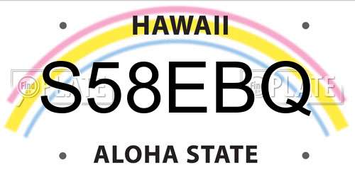 S58EBQ Hawaii License Plate