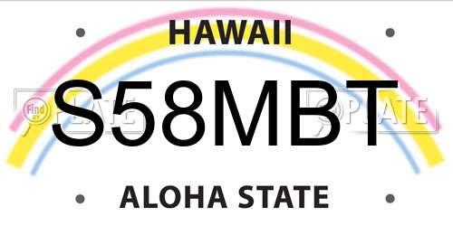 S58MBT Hawaii License Plate