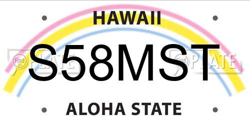 S58MST Hawaii License Plate