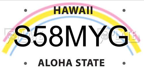 S58MYG Hawaii License Plate