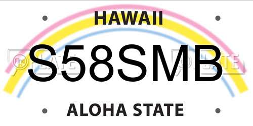 S58SMB Hawaii License Plate