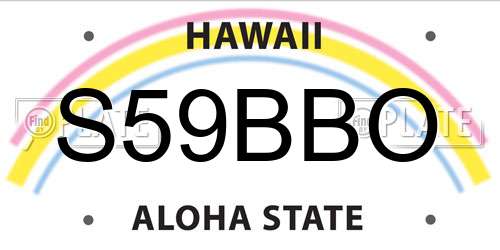 S59BBO Hawaii License Plate