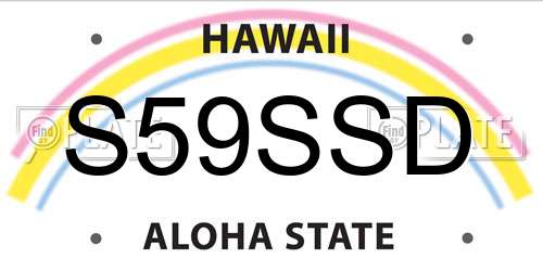 S59SSD Hawaii License Plate