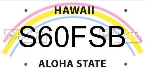 S60FSB Hawaii License Plate