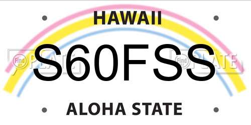 S60FSS Hawaii License Plate