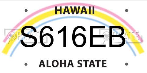 S616EB Hawaii License Plate