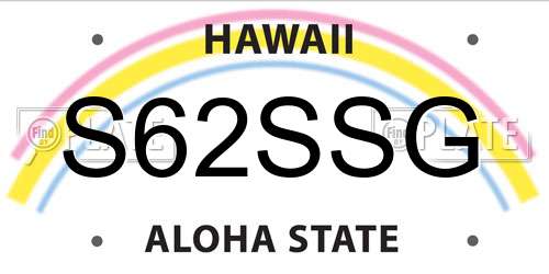 S62SSG Hawaii License Plate