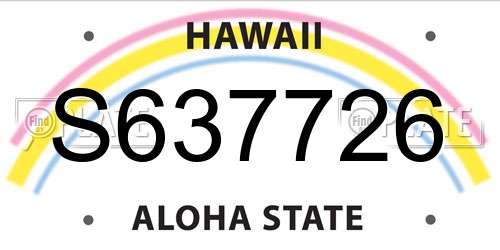 S637726 Hawaii License Plate