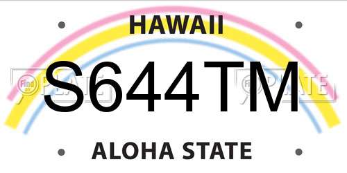 S644TM Hawaii License Plate