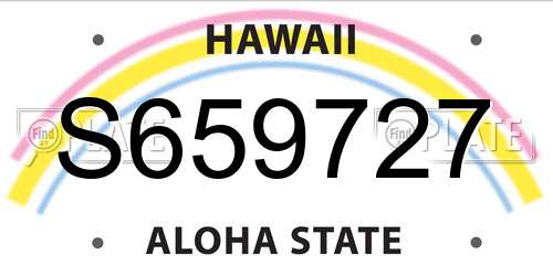 S659727 Hawaii License Plate