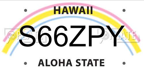 S66ZPY Hawaii License Plate