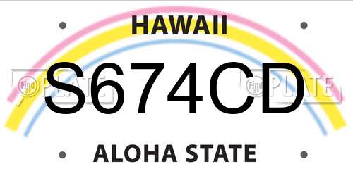 S674CD Hawaii License Plate