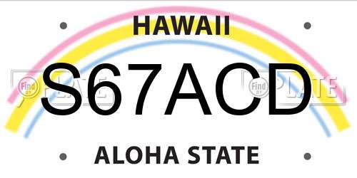 S67ACD Hawaii License Plate