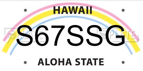 S67SSG Hawaii License Plate