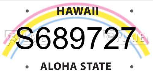 S689727 Hawaii License Plate