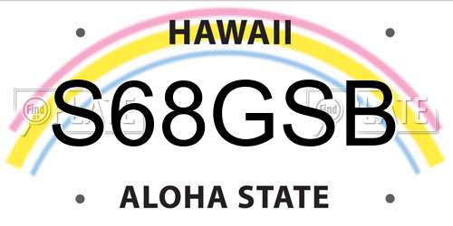 S68GSB Hawaii License Plate