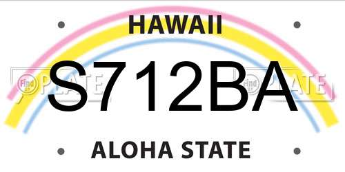 S712BA Hawaii License Plate