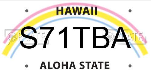 S71TBA Hawaii License Plate