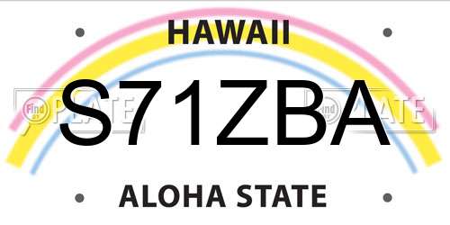 S71ZBA Hawaii License Plate