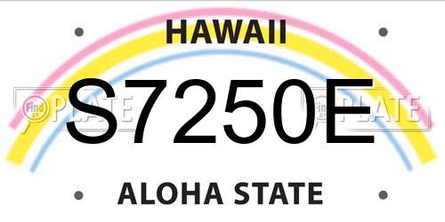 S7250E Hawaii License Plate
