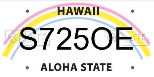 S725OE Hawaii License Plate
