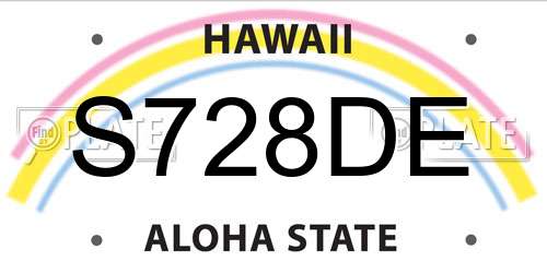 S728DE Hawaii License Plate
