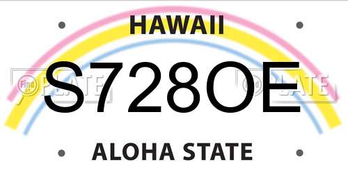 S728OE Hawaii License Plate