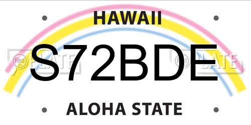 S72BDE Hawaii License Plate