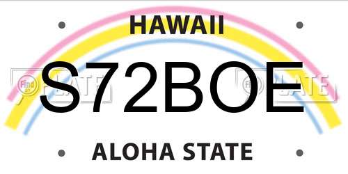 S72BOE Hawaii License Plate
