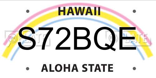 S72BQE Hawaii License Plate