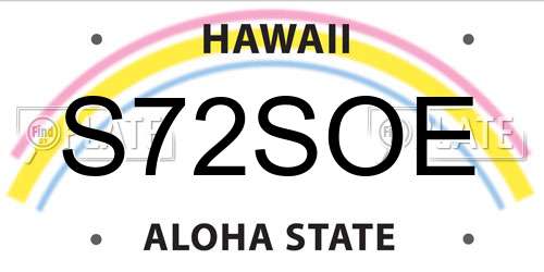 S72SOE Hawaii License Plate
