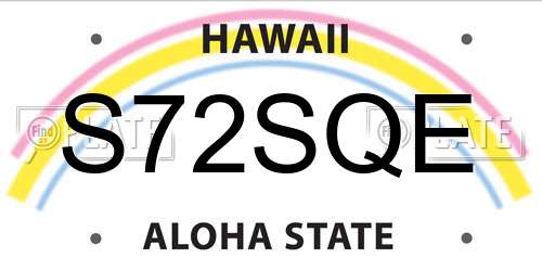 S72SQE Hawaii License Plate