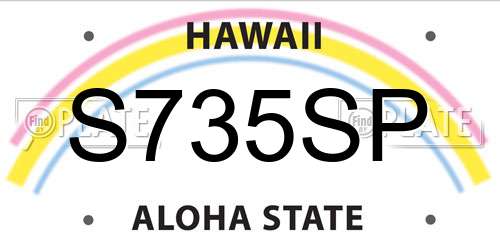 S735SP Hawaii License Plate