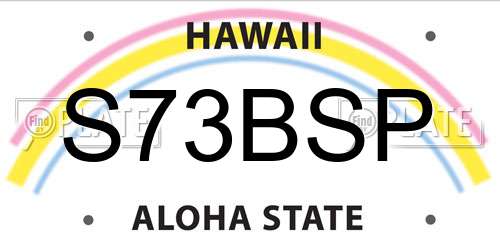 S73BSP Hawaii License Plate
