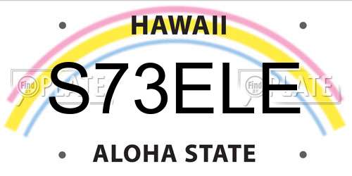S73ELE Hawaii License Plate