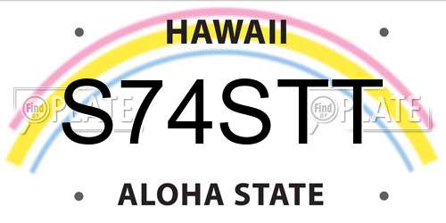 S74STT Hawaii License Plate