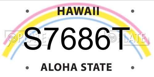 S7686T Hawaii License Plate