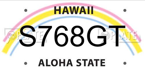 S768GT Hawaii License Plate