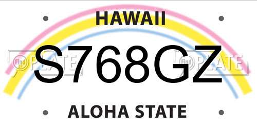 S768GZ Hawaii License Plate
