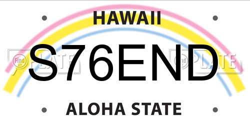 S76END Hawaii License Plate