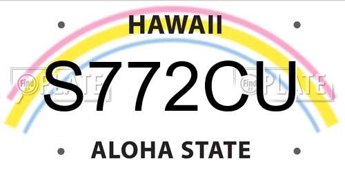 S772CU Hawaii License Plate