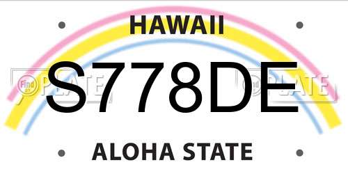 S778DE Hawaii License Plate