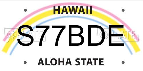 S77BDE Hawaii License Plate