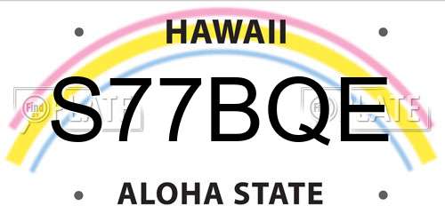 S77BQE Hawaii License Plate