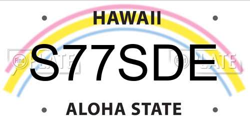 S77SDE Hawaii License Plate
