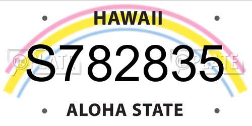 S782835 Hawaii License Plate