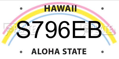 S796EB Hawaii License Plate