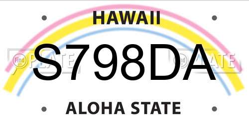 S798DA Hawaii License Plate