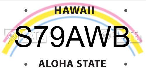 S79AWB Hawaii License Plate