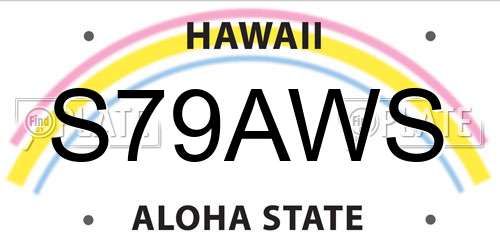 S79AWS Hawaii License Plate